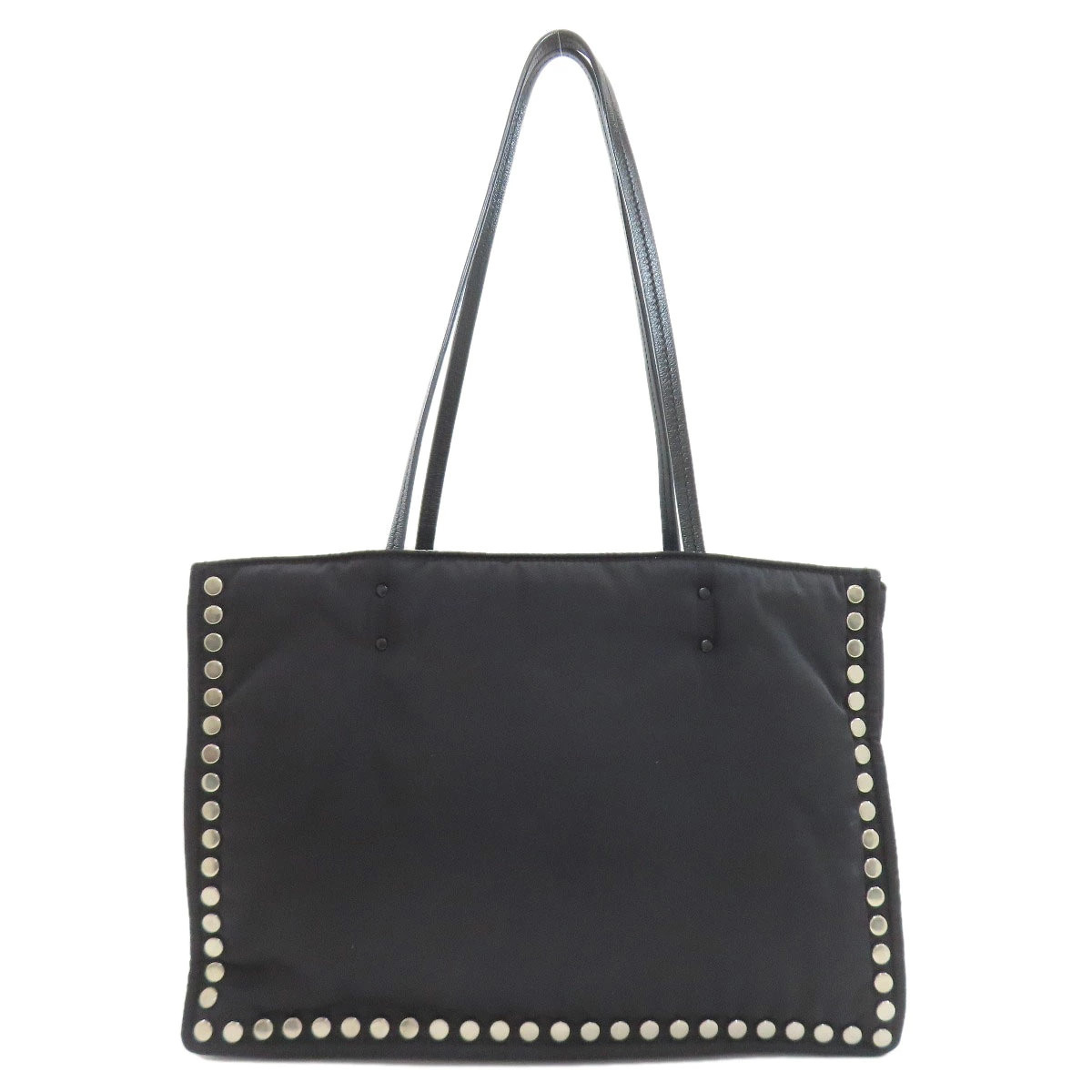 Prada Studded Bag Black Tote Tessuto Etiquette